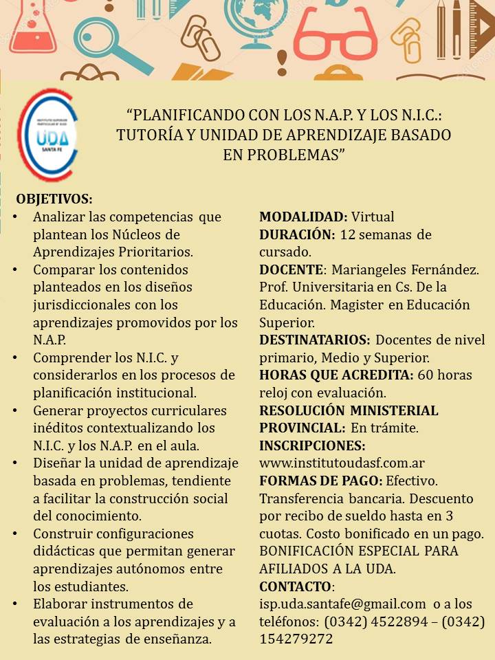 NUEVO CURSO: PLANIFICANDO CON LOS N.A.P. Y LOS N.I.C.: TUTORÍA Y UNIDAD DE APRENDIZAJE BASADA EN PROBLEMAS